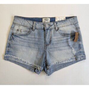 Mudd FLX Shortie Cuffed Shorts Size 7 Low Rise Light Wash Denim NWT